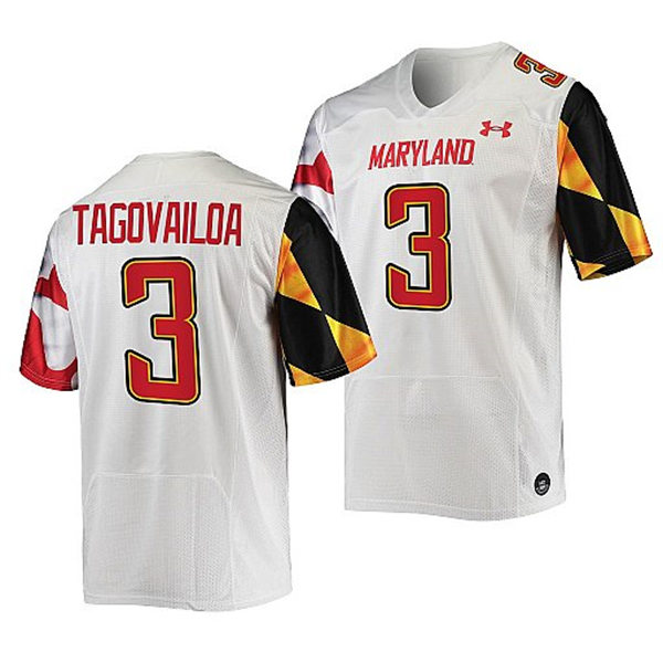 Mens Youth Maryland Terrapins #3 Taulia Tagovailoa White 2022 College Football Game Jersey