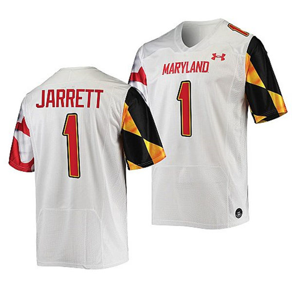 Mens Youth Maryland Terrapins #1 Rakim Jarrett White 2022 College Football Game Jersey