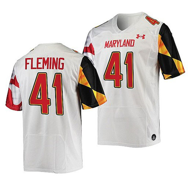 Mens Youth Maryland Terrapins #41 Rex Fleming White 2022 College Football Game Jersey