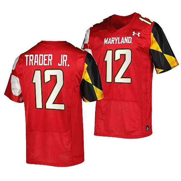 Mens Youth Maryland Terrapins #12 Dante Trader Jr. Red 2022 College Football Game Jersey