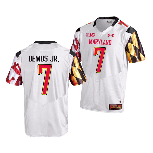 Mens Youth Maryland Terrapins #7 Dontay Demus Jr. White 2022 College Football Game Jersey