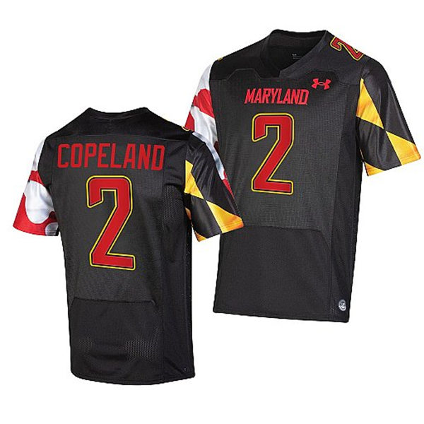 Mens Youth Maryland Terrapins #2 Jacob Copeland Black 2022 College Football Game Jersey