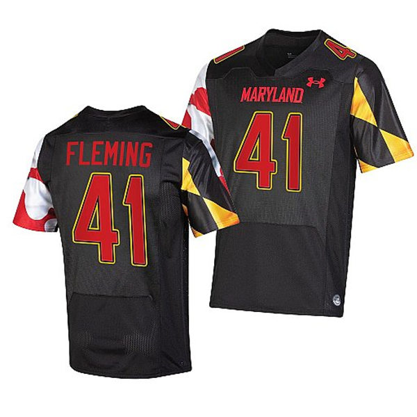 Mens Youth Maryland Terrapins #41 Rex Fleming Black 2022 College Football Game Jersey