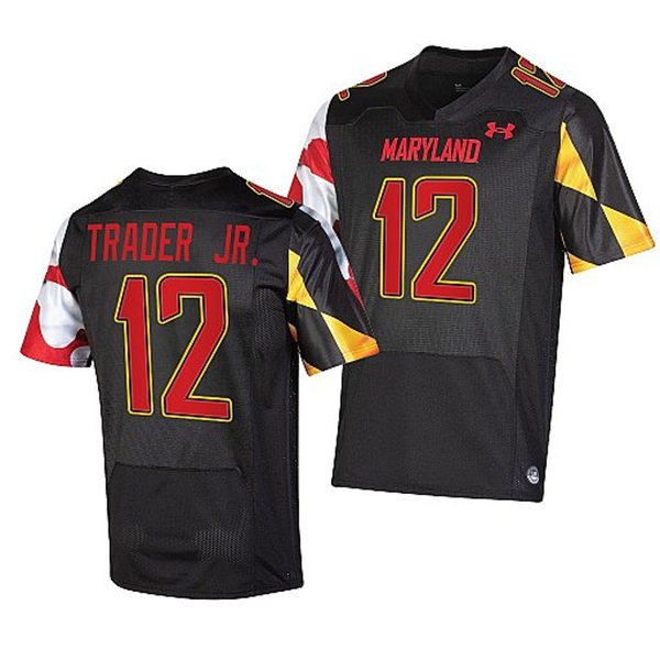 Mens Youth Maryland Terrapins #12 Dante Trader Jr. Black 2022 College Football Game Jersey