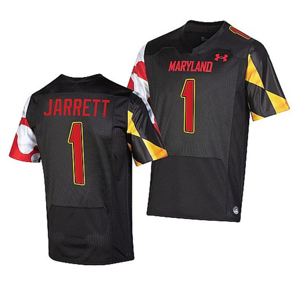 Mens Youth Maryland Terrapins #1 Rakim Jarrett Black 2022 College Football Game Jersey