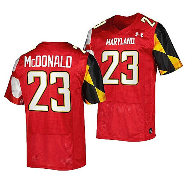 Mens Youth Maryland Terrapins #23 Colby McDonald Red 2022 College Football Game Jersey