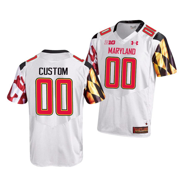 Mens Youth Maryland Terrapins Custom White 2022 College Football Game Jersey