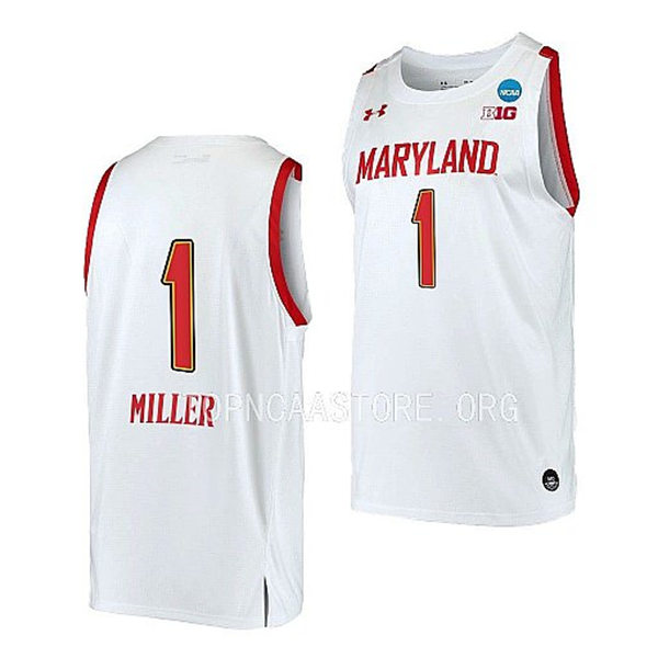 Womens Maryland Terrapins #1 Diamond Miller 2022-23 White College Basketball Game Jersey