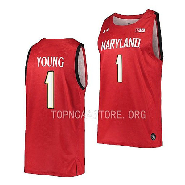 Mens Youth Maryland Terrapins #1 Jahmir Young Under Armour Red College Basketball Game ersey
