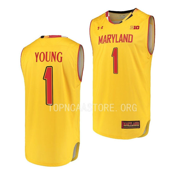 Mens Youth Maryland Terrapins #1 Jahmir Young 2022-23 Gold College Basketball Game ersey