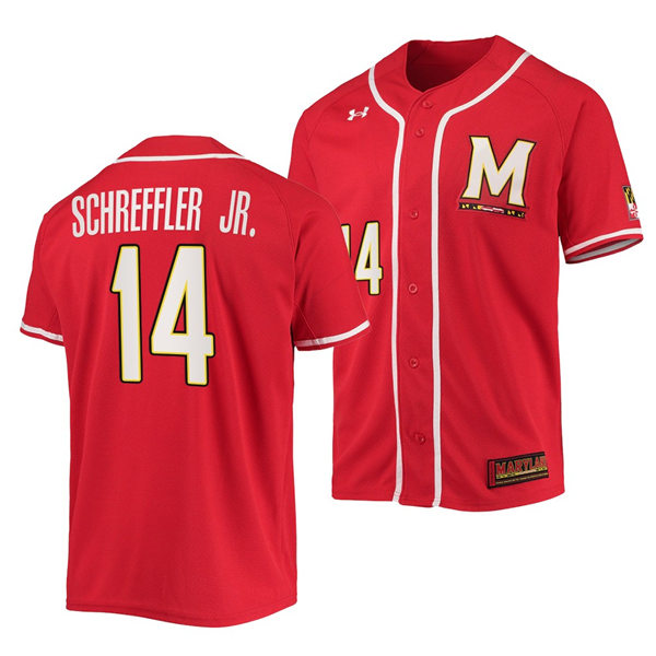 Mens Youth Maryland Terrapins #14 Tony Schreffler Jr. Red College Baseball Game Jersey
