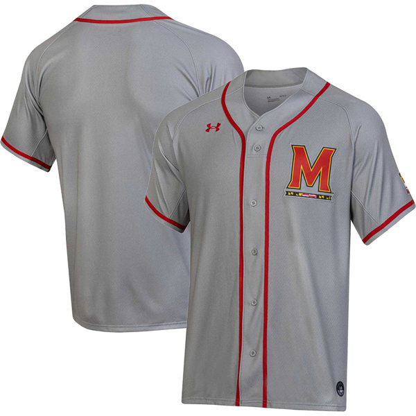 Mens Youth Maryland Terrapins Blank Under Armour Replica Baseball Jersey - Gray