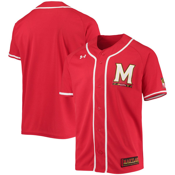 Mens Youth Maryland Terrapins Blank Under Armour Replica Baseball Jersey - Red