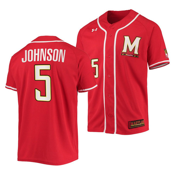 Mens Youth Maryland Terrapins #5 Andrew Johnson Red College Baseball Game Jersey