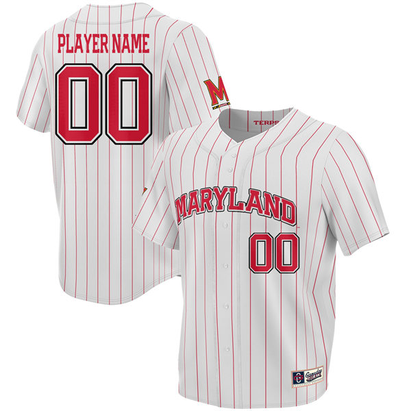 Mens Youth Maryland Terrapins Custom White Pinstripe Baseball Limited Jersey