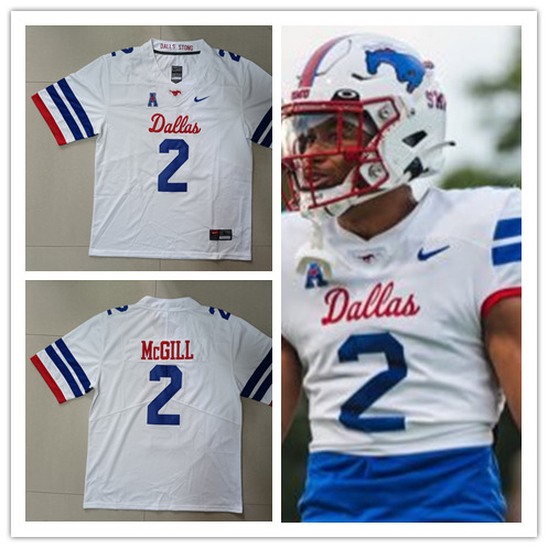 Mens Youth SMU Mustangs #2 Jonathan McGill Nike White Dallas Football Game Jersey