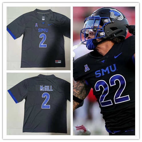 Mens Youth SMU Mustangs #2 Jonathan McGill Nike Black SMU Football Game Jersey