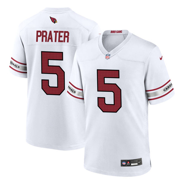 Mens Arizona Cardinals #5 Matt Prater Nike 2023 Road White Vapor Limited Jersey