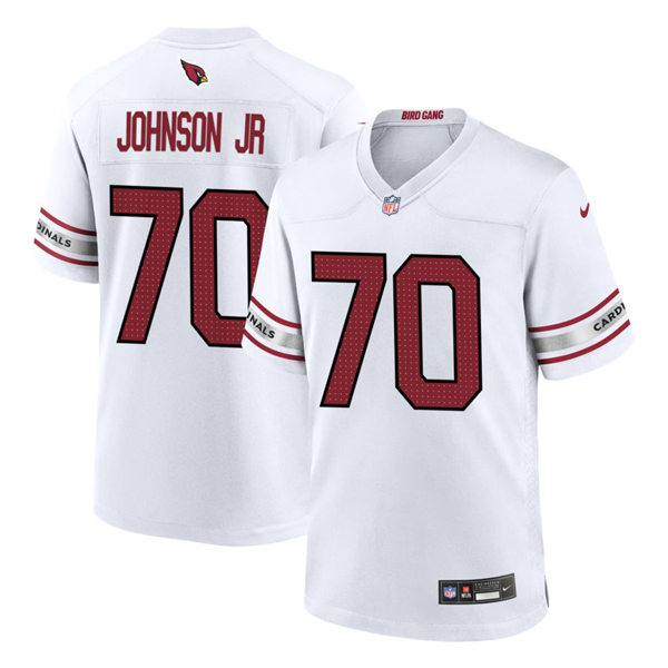Mens Arizona Cardinals #70 Paris Johnson Jr. Nike 2023 Road White Vapor Limited Jersey