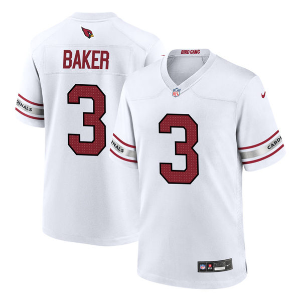 Mens Arizona Cardinals #3 Budda Baker Nike 2023 Road White Vapor Limited Jersey