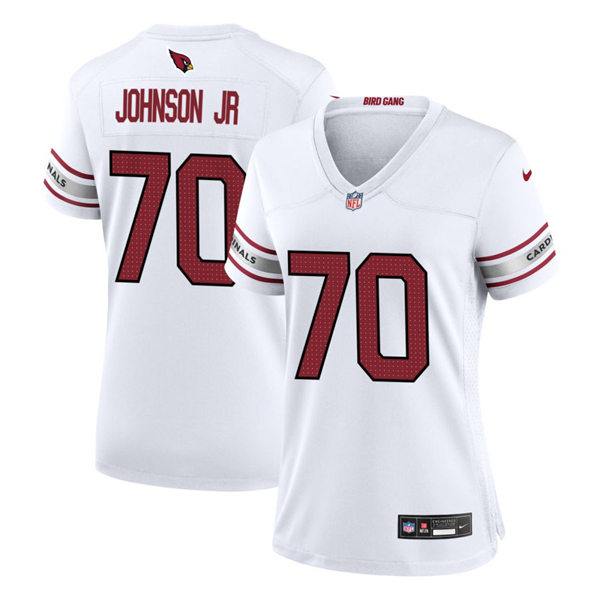 Womens Arizona Cardinals #70 Paris Johnson Jr. Nike 2023 Road White Limited Jersey