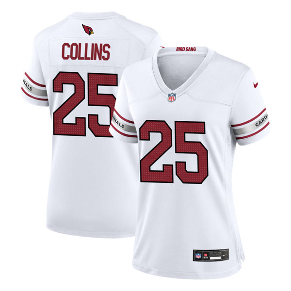Womens Arizona Cardinals #25 Zaven Collins Nike 2023 Road White Limited Jersey