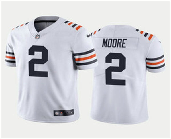 Men's Chicago Bears #2 D.J. Moore Nike White Alternate 100th Season Classic Jersey