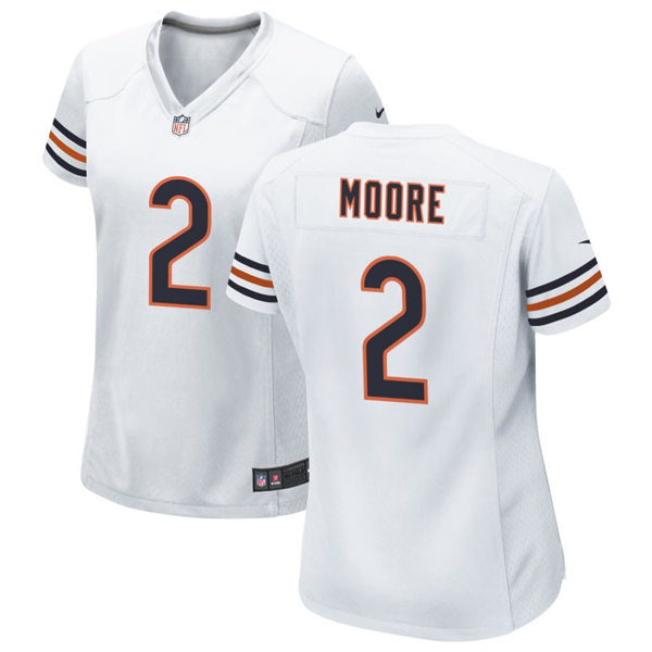 Womens Chicago Bears #2 D. J. Moore Nike White Limited Jersey