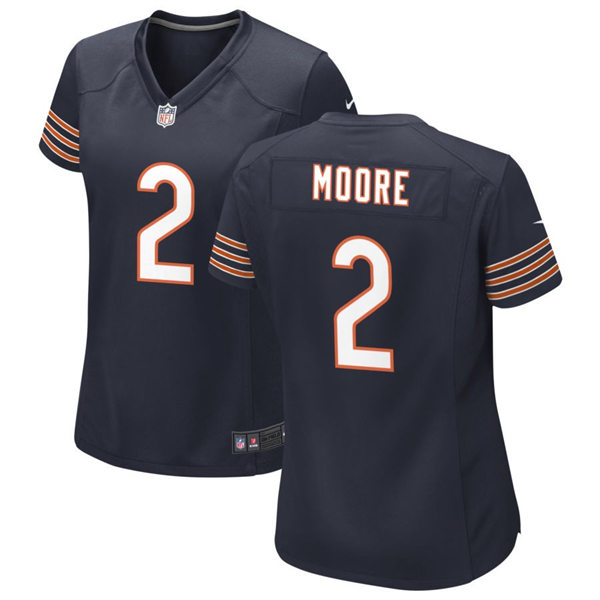 Womens Chicago Bears #2 D. J. Moore Nike Navy Limited Jersey 