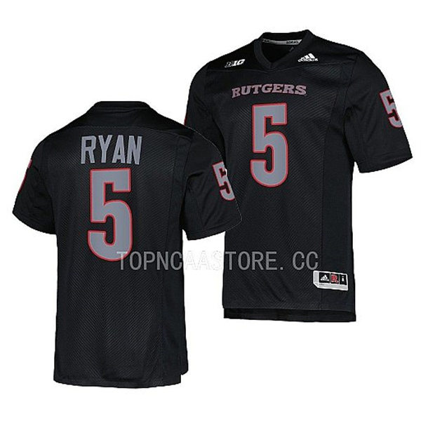 Mens Youth Rutgers Scarlet Knights #5 Sean Ryan 2022 Black Silver Football Game Jersey