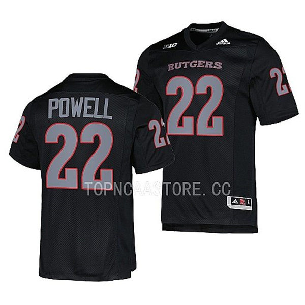 Mens Youth Rutgers Scarlet Knights #22 Tyreem Powell 2022 Black Silver Football Game Jersey