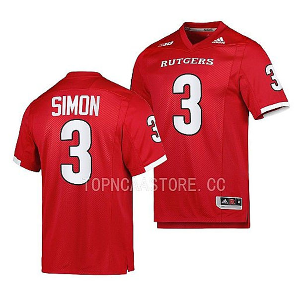 Mens Youth Rutgers Scarlet Knights #3 Evan Simon 2022 Scarlet Football Game Jersey