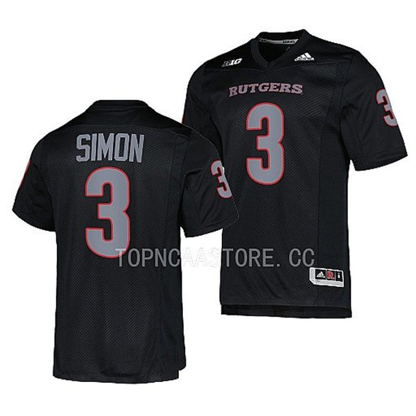 Mens Youth Rutgers Scarlet Knights #3 Evan Simon 2022 Black Silver Football Game Jersey