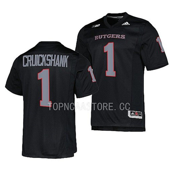 Mens Youth Rutgers Scarlet Knights #1 Aron Cruickshank 2022 Black Silver Football Game Jersey