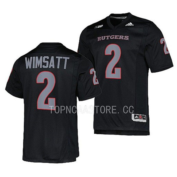 Mens Youth Rutgers Scarlet Knights #2 Gavin Wimsatt 2022 Black Silver Football Game Jersey