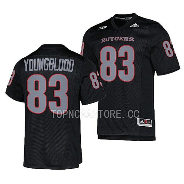 Mens Youth Rutgers Scarlet Knights #83 Joshua Youngblood 2022 Black Silver Football Game Jersey