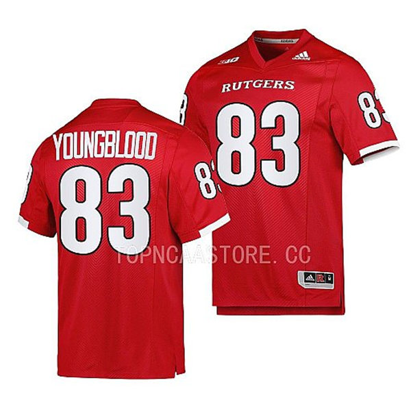 Mens Youth Rutgers Scarlet Knights #83 Joshua Youngblood 2022 Scarlet Football Game Jersey