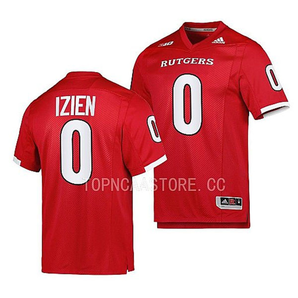 Mens Youth Rutgers Scarlet Knights #0 Christian Izien 2022 Scarlet Football Game Jersey
