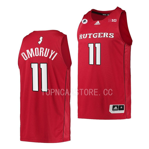 Mens Youth Rutgers Scarlet Knights #11 Clifford Omoruyi  2022-23 Scarlet with two Black stripe Basketball Game Jersey