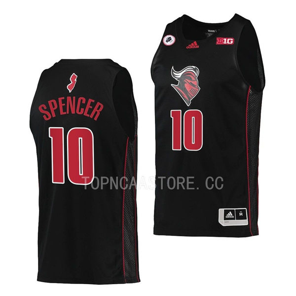 Mens Youth Rutgers Scarlet Knights #10 Cam Spencer 2022-23 Black Basketball Game Jersey