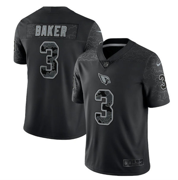 Men's Arizona Cardinals #3 Budda Baker Black Reflective Limited Jersey