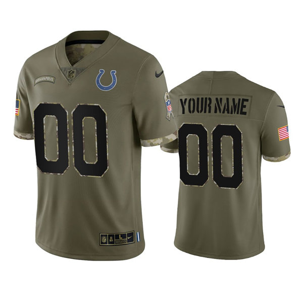 Mens Indianapolis Colts Custom Olive 2022 Salute To Service Limited Jersey