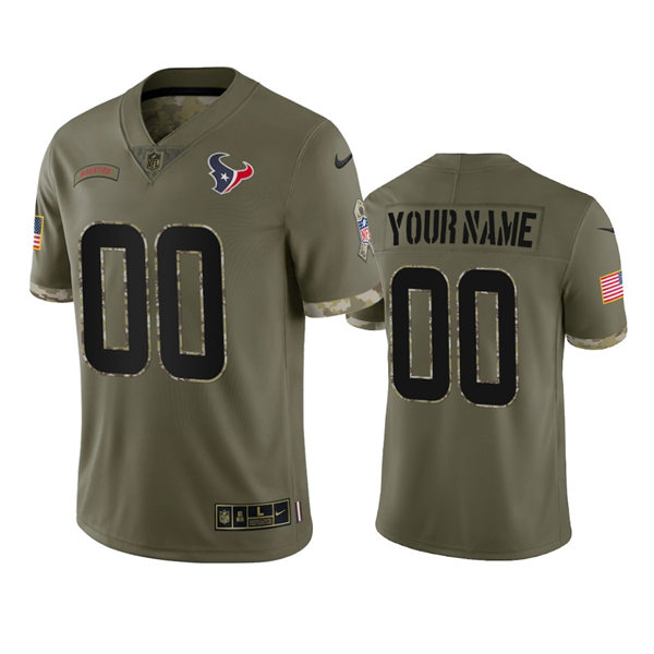 Men's Houston Texans Custom Olive 2022 Salute To Service Limited Jersey