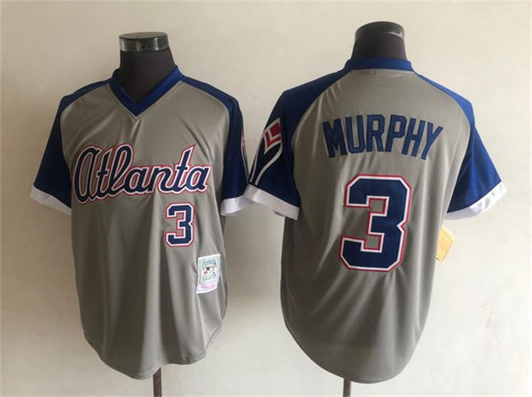 Men's Atlanta Braves Retired Player #3 Dale Murphy Mitchell&Ness Gray Pullover Throwback Jersey