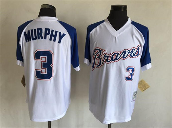 Men's Atlanta Braves Retired Player #3 Dale Murphy White Pullover Throwback Jersey