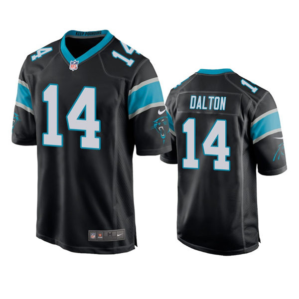 Mens Carolina Panthers #14 Andy Dalton Nike Black Vapor Untouchable Limited Jersey