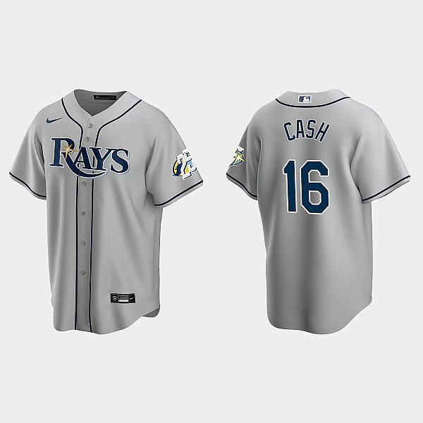 Mens Tampa Bay Rays #16 Kevin Cash Nike Gray Road Cool base Jersey