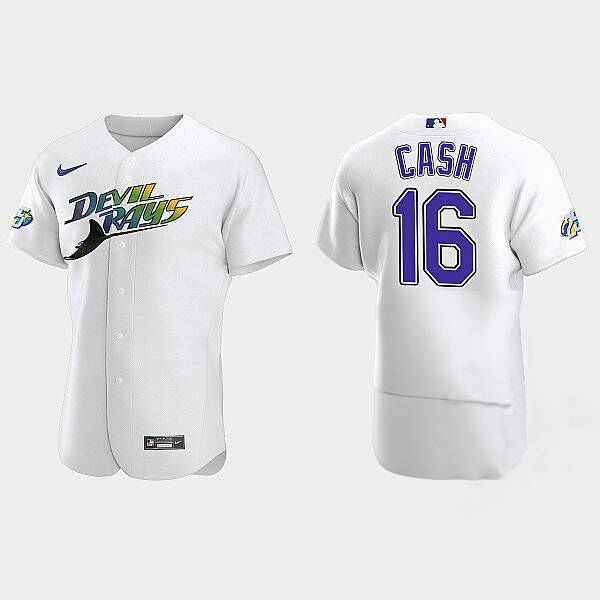 Mens Tampa Bay Rays #16 Kevin Cash White 25th Anniversary Authentic Jersey