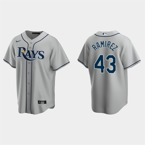 Mens Tampa Bay Rays #43 Harold Ramirez Nike Gray Road Cool base Jersey