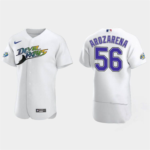 Men's Tampa Bay Rays #56 Randy Arozarena White 25th Anniversary Authentic Jersey